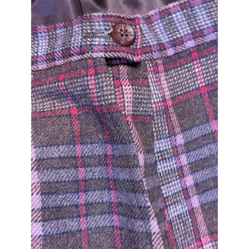 Pendleton Plaid Skirt Women 18W Blue Purple Wool Lined Side Button Midi USA - Picture 4 of 7